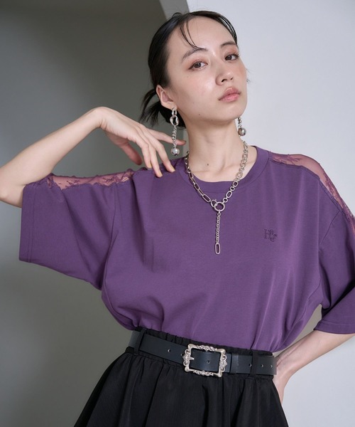 HARE（ハレ） tシャツ 半袖 レースキリカエBIGTシャツ(HARE