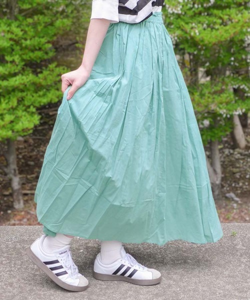 うさとの服　藍色ロングスカート Bleu Bleuet（ブルーブルーエ） ロング スカート コットンボイル