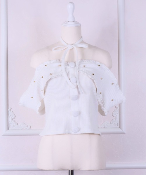 ReAmour tシャツ オフショルリボンリブトップス レディース : ZOZOTOWN
