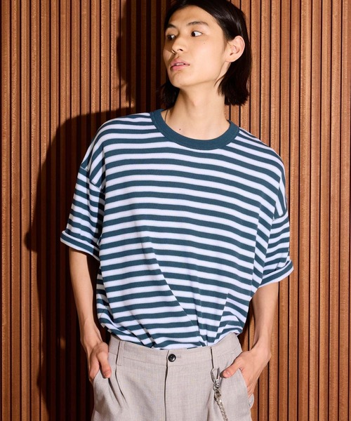 LAKOLE（ラコレ） tシャツ ハニカムワッフルボーダーT / 741340 メンズ