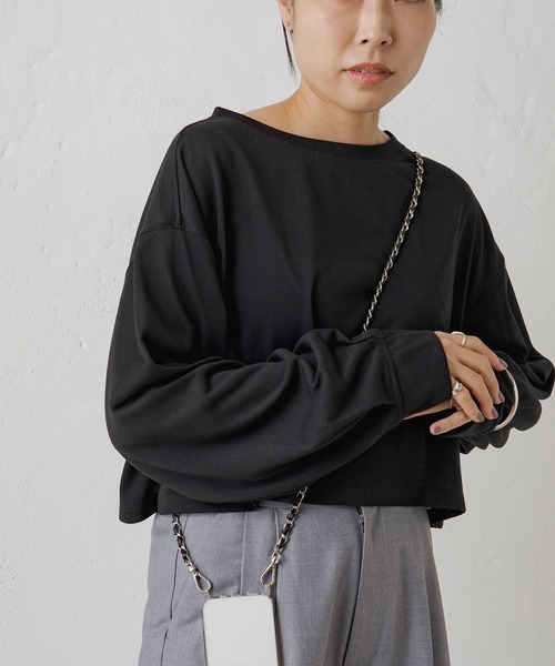 「LOUNGEDRESS」 「earthy」長袖カットソー FREE ブラック レディース_画像2