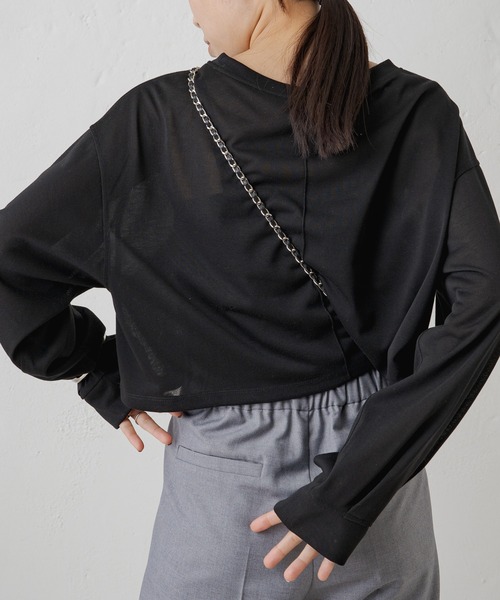 「LOUNGEDRESS」 「earthy」長袖カットソー FREE ブラック レディース_画像3