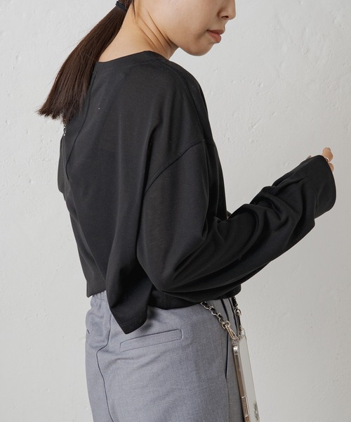 「LOUNGEDRESS」 「earthy」長袖カットソー FREE ブラック レディース_画像4