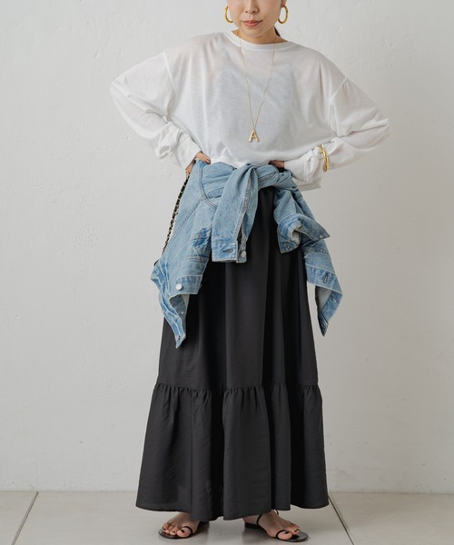「LOUNGEDRESS」 「earthy」長袖カットソー FREE ブラック レディース_画像9