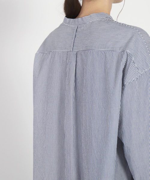 未使用 D.M.G シャツワンピース バンドカラー ストライプ 綿 size3 D.M.G. シャツワンピース 「D.M.G / ディーエムジー」 ブロード