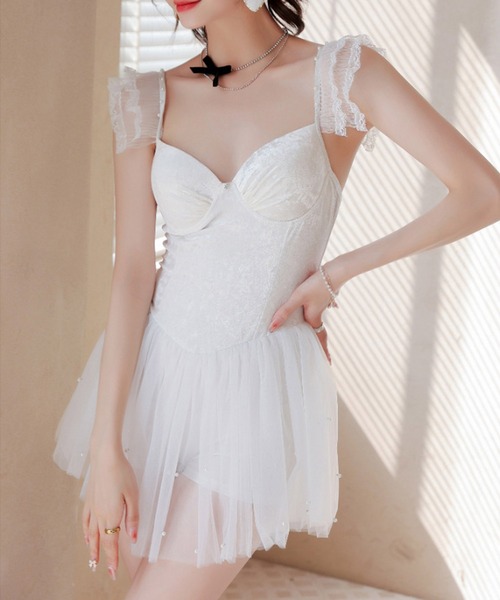 水着 ベロアシフォンチュールワンピース 水着 水着 ベロアシフォンチュールワンピース レディース : ZOZOTOWN Yahoo