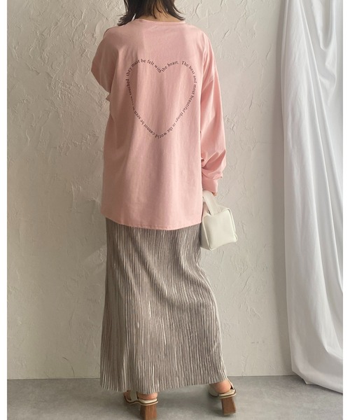 She's Closet tシャツ ビッグサイズバックプリント長袖ハートロゴロンT