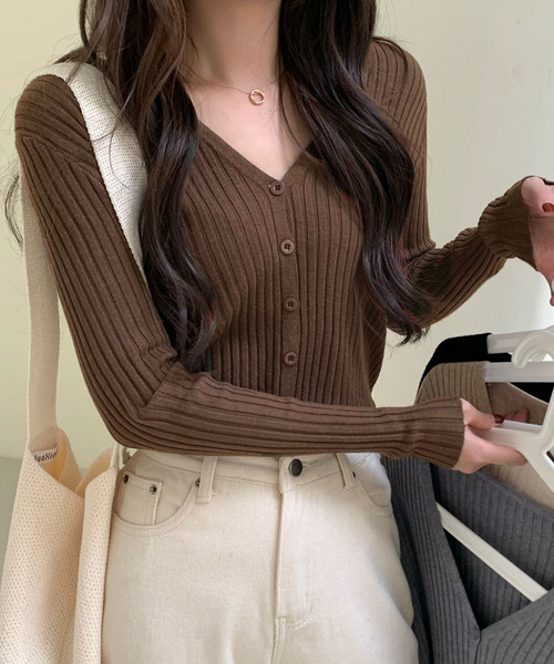 Girly Doll（ガーリードール） カーディガン Vネックリブニット
