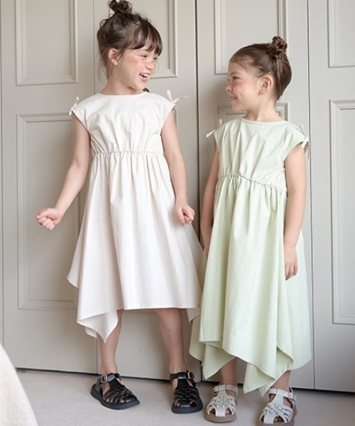 ワンピース コットンふりふり変形ワンピース キッズ 子供服 女の子