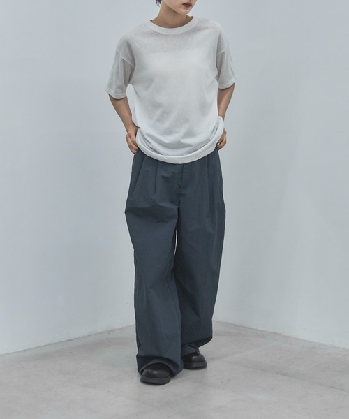 ワイドパンツ パンツ タフタツータックワイドパンツ レディースの画像