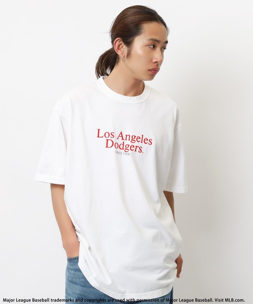 tシャツ 「MLB」フロッキープリントTシャツ レディース メンズ
