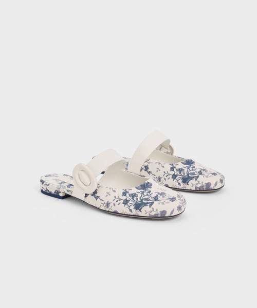 Charles & Keith 花柄ミュール CHARLES ＆ KEITH（チャールズ&キース） サンダル ミュール オーバル