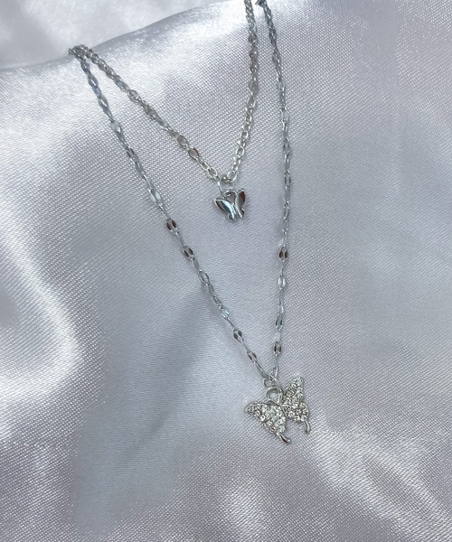 DiamondHearts ネックレス ツインバタフライネックレス