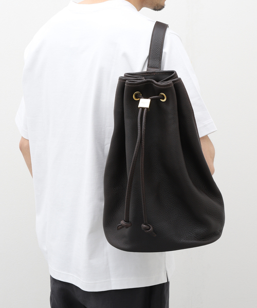 【美品】S.MANO DRAWSTRING BAG LARGE 巾着バッグ　黒 EDIFICE ショルダーバッグ 「S.MANO / エス マーノ」DRAWSTRING