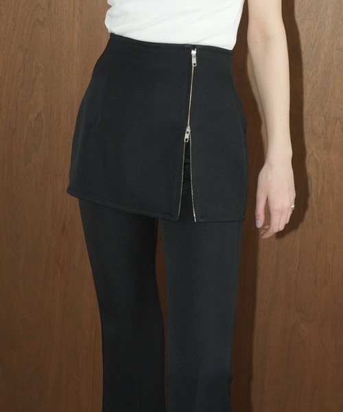 クラネ CLANE PANTS LAYERED YAK MINISKIRT CLANE（クラネ） パンツ ZIP SKIRT LAYERED FLARE PANTS レディース