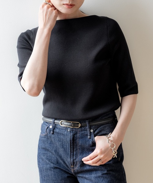 Demi Luex beams シンプルカットソー、ストレッチ、大人カジュアル、 Demi-Luxe BEAMS（デミルクス ビームス） ニット セーター 厚手