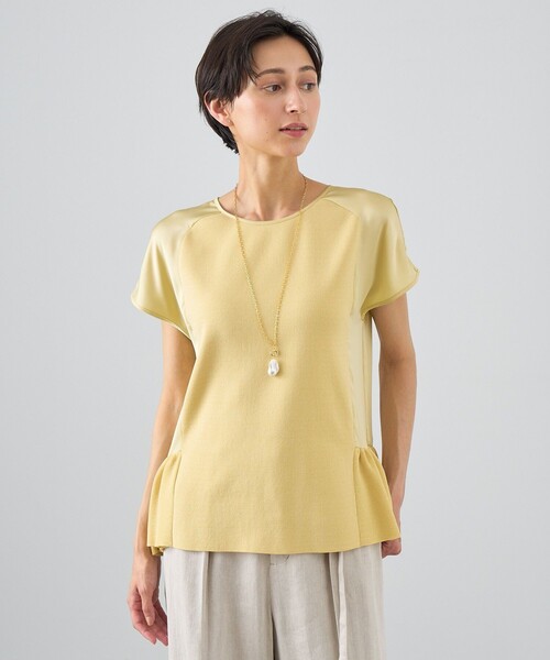 ANAYI（アナイ） tシャツ 布帛コンビフリルヘム プルオーバー 
