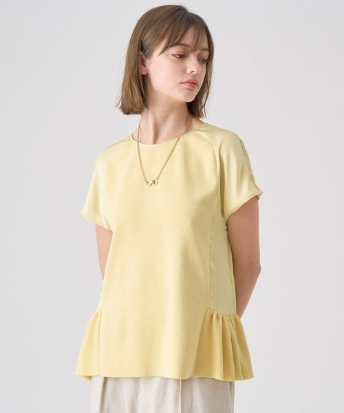 ANAYI（アナイ） tシャツ 布帛コンビフリルヘム プルオーバー 