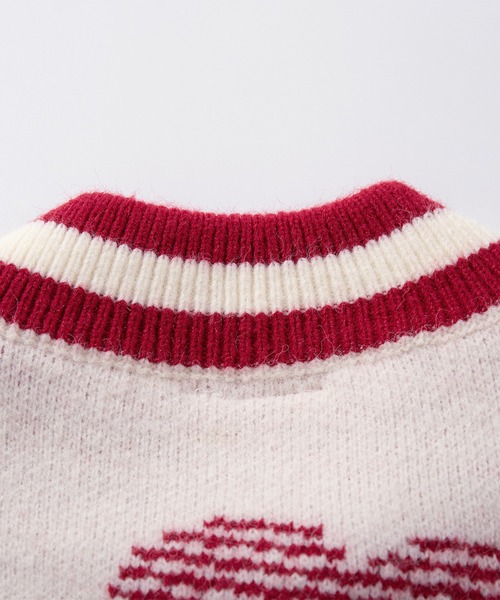 カーディガン 「HOOK」for girls ハート立体刺繍ニット