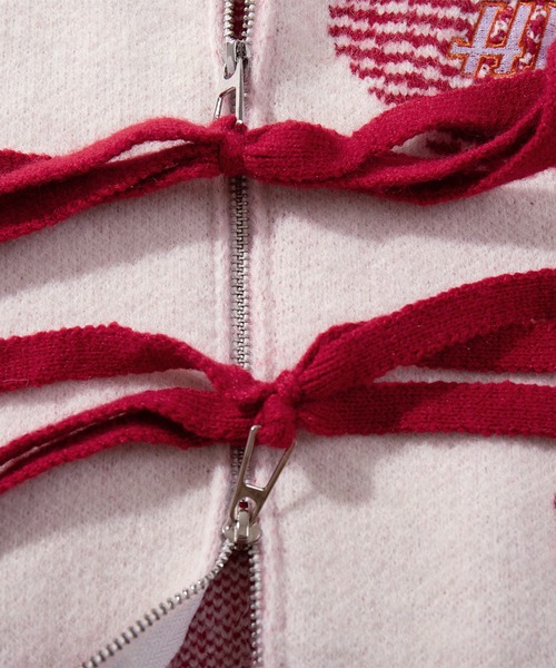 カーディガン 「HOOK」for girls ハート立体刺繍ニット