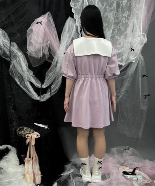 axes femme POETIQUE ワンピース セーラーカラーカット
