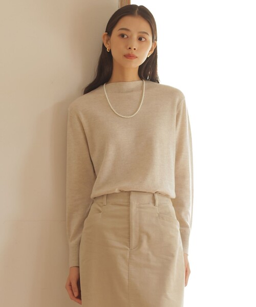 ニット セーター 「洗える」SOFT TOUCH WOOL 立ち襟 レディース