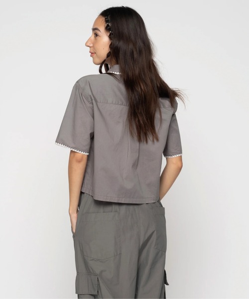 ブラウス シャツ TURN BACK/ロキシーショート丈半袖シャツ レディース ROXY ブラウス シャツ TURN BACK/ロキシーショート丈半袖シャツ