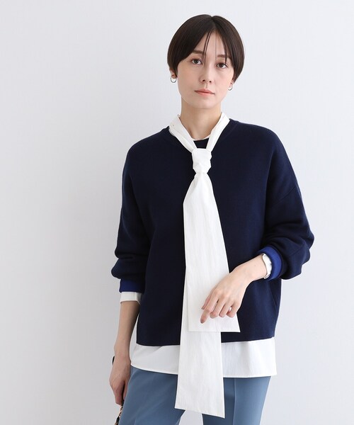 INDIVI ニット セーター 「ウール混／洗える」スウェットライク