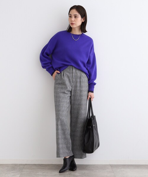 INDIVI ニット セーター 「ウール混／洗える」スウェットライク