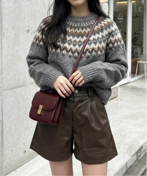 パンツ 合成皮革レザータックショートパンツ レディース : ZOZOTOWN