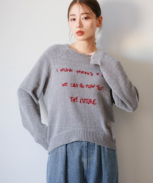  カラフルロゴ セーター TAHCHEE ターチー ニット レディース セーター クルーネック