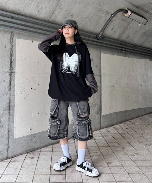 tシャツ バタフライフードロンT レディース メンズ : ZOZOTOWN