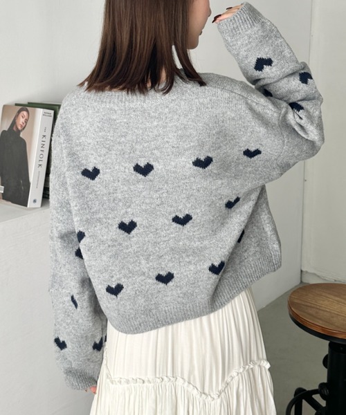 CLEA ニット セーター ラインハート柄長袖ニットトップス レディース