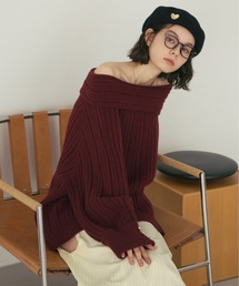 loin ニットセーター loin nuit ニット セーター off shoulder rib knit / オフショル