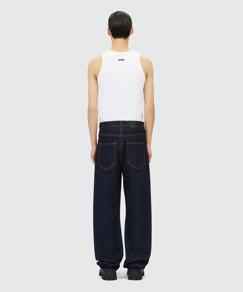 ワイドパンツ ジーンズ マルチスタッズ ワイドレッグデニムパンツ メンズの画像