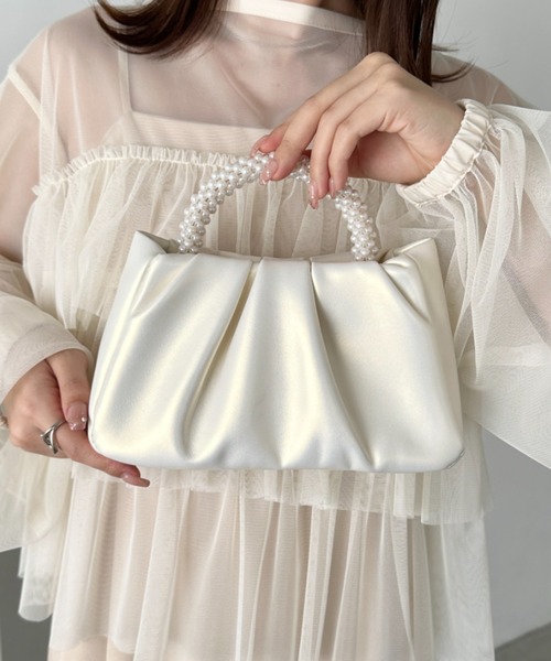 CLEA ハンドバッグ パールハンドルミニパーティーバッグ : ZOZOTOWN