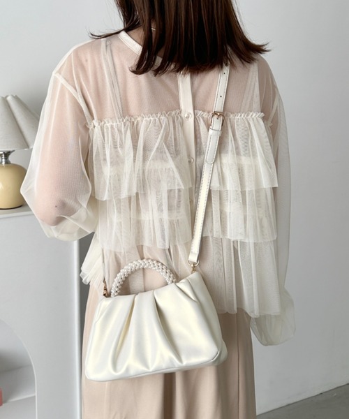 CLEA ハンドバッグ パールハンドルミニパーティーバッグ : ZOZOTOWN