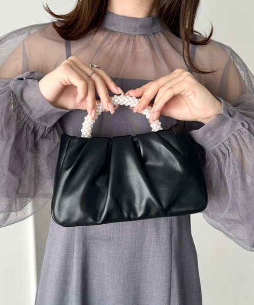 CLEA ハンドバッグ パールハンドルミニパーティーバッグ : ZOZOTOWN