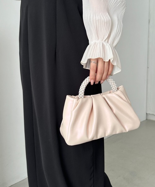 CLEA ハンドバッグ パールハンドルミニパーティーバッグ : ZOZOTOWN