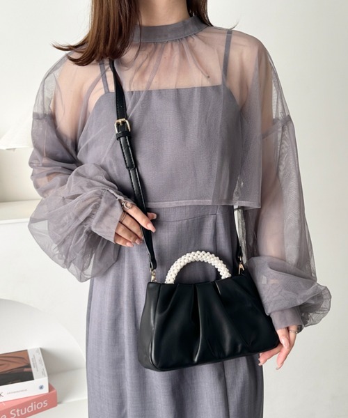 CLEA ハンドバッグ パールハンドルミニパーティーバッグ : ZOZOTOWN