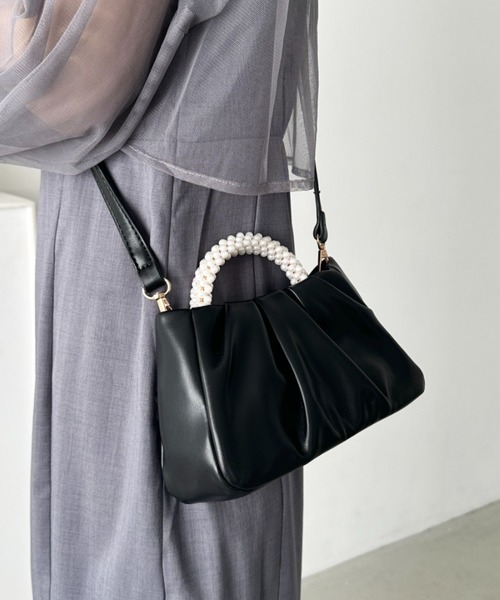 CLEA ハンドバッグ パールハンドルミニパーティーバッグ : ZOZOTOWN