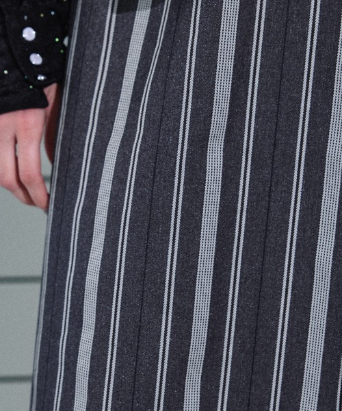 スカート Jaguard stripe layered wrap skirt / ジャガードストライプ