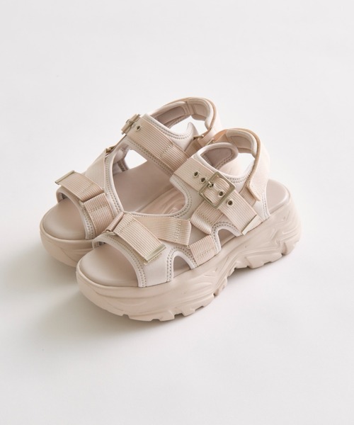 ⭐️美品！⭐️ベージュ スポーツサンダル バックル付き OLIVE des サンダル バックル付きスポーツサンダル レディース