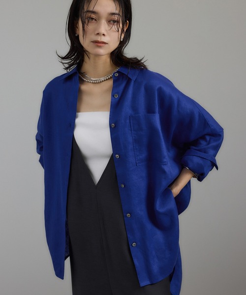ブラウス シャツ リネンオーバーシャツ「GENTLE LINEN」 レディース