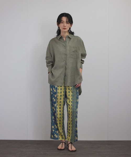 SALON adam et rope' リネンオーバーシャツ 最終お値下げ SALON adam et rope'（サロン アダム エ ロペ） リネンシャツ ブラウス