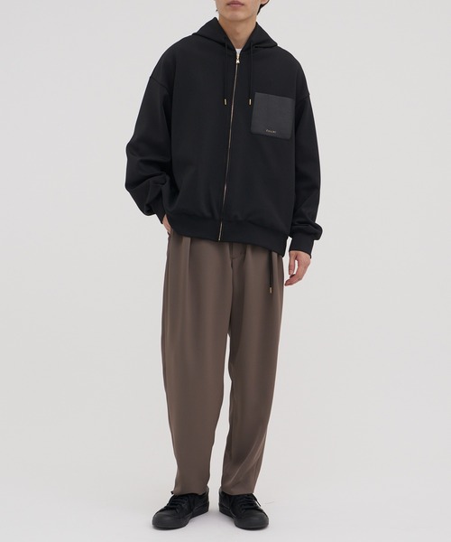 【CULLNI】　ブルゾン　ジップパーカー CULLNI パーカー 別注 Zip Up Hoodie With Washable Leather