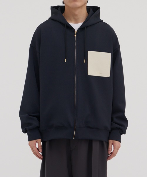 【CULLNI】　ブルゾン　ジップパーカー CULLNI パーカー 別注 Zip Up Hoodie With Washable Leather