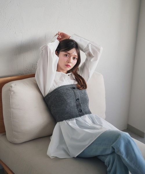 Mes Demoiselles メドモアゼル HENRIETTE シルクブラウス fupel ブラウス シャツ bustier set voluminous peplum shirt blous