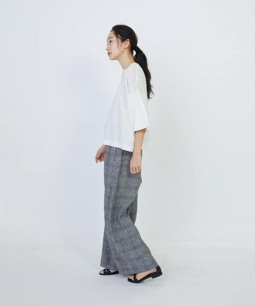 LOISIR ブラウス シャツ リネン天竺ショートTシャツ レディース