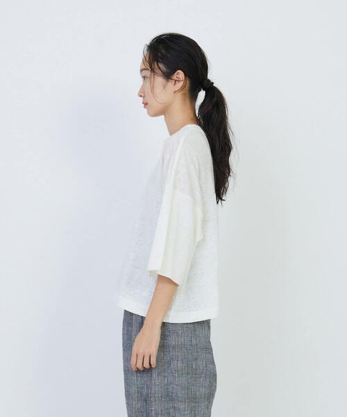 LOISIR ブラウス シャツ リネン天竺ショートTシャツ レディース